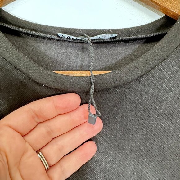 Zara Black Drop Waist Shift Dress Pockets Polished Preppy Size Medium - Picture 7 of 9